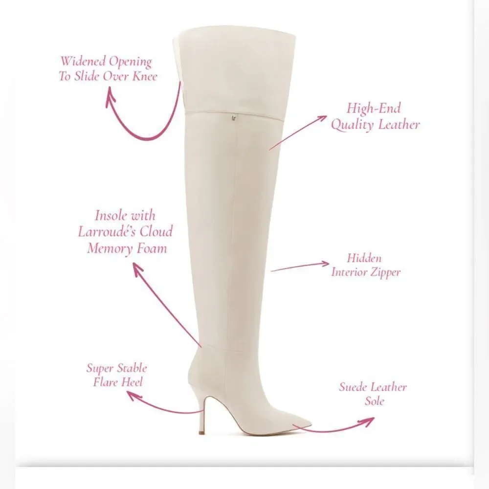 Larroude Kate Over The Knee Boot In Ivory Leather